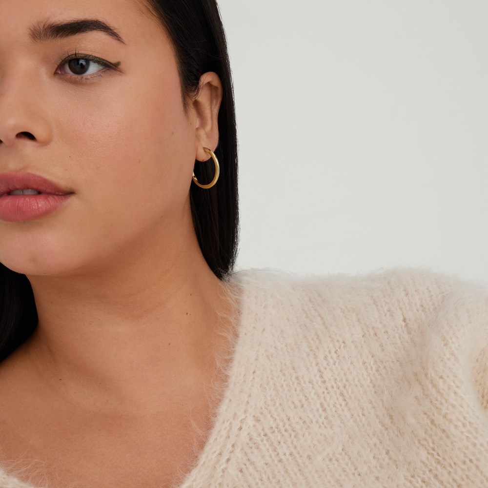 Mejuri Tube Large Hoops - Gold Vermeil