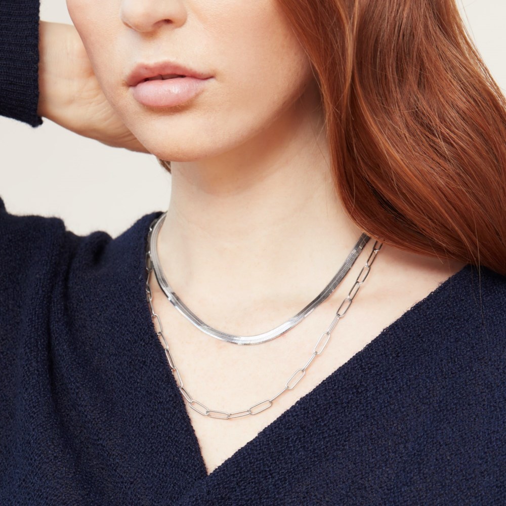 Mejuri Bold Herringbone Chain Necklace - Sterling Silver