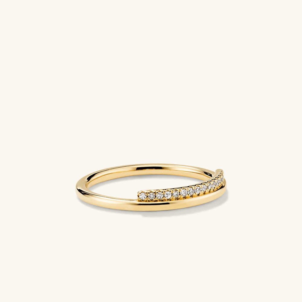 Mejuri Pavé Diamond Bar Stacker Ring - 14k Yellow Gold