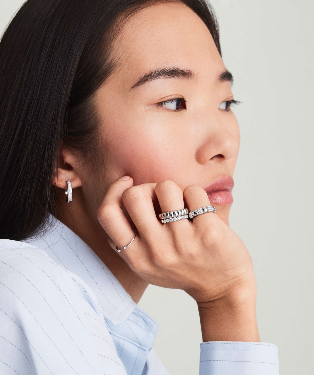 Mejuri Pavé Diamond Soft Charlotte Ring - 14k White Gold