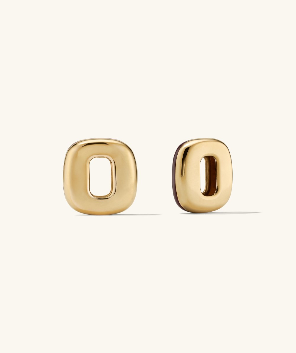 Mejuri Stevie Hoop Links - Gold Vermeil, Burgundy Enamel