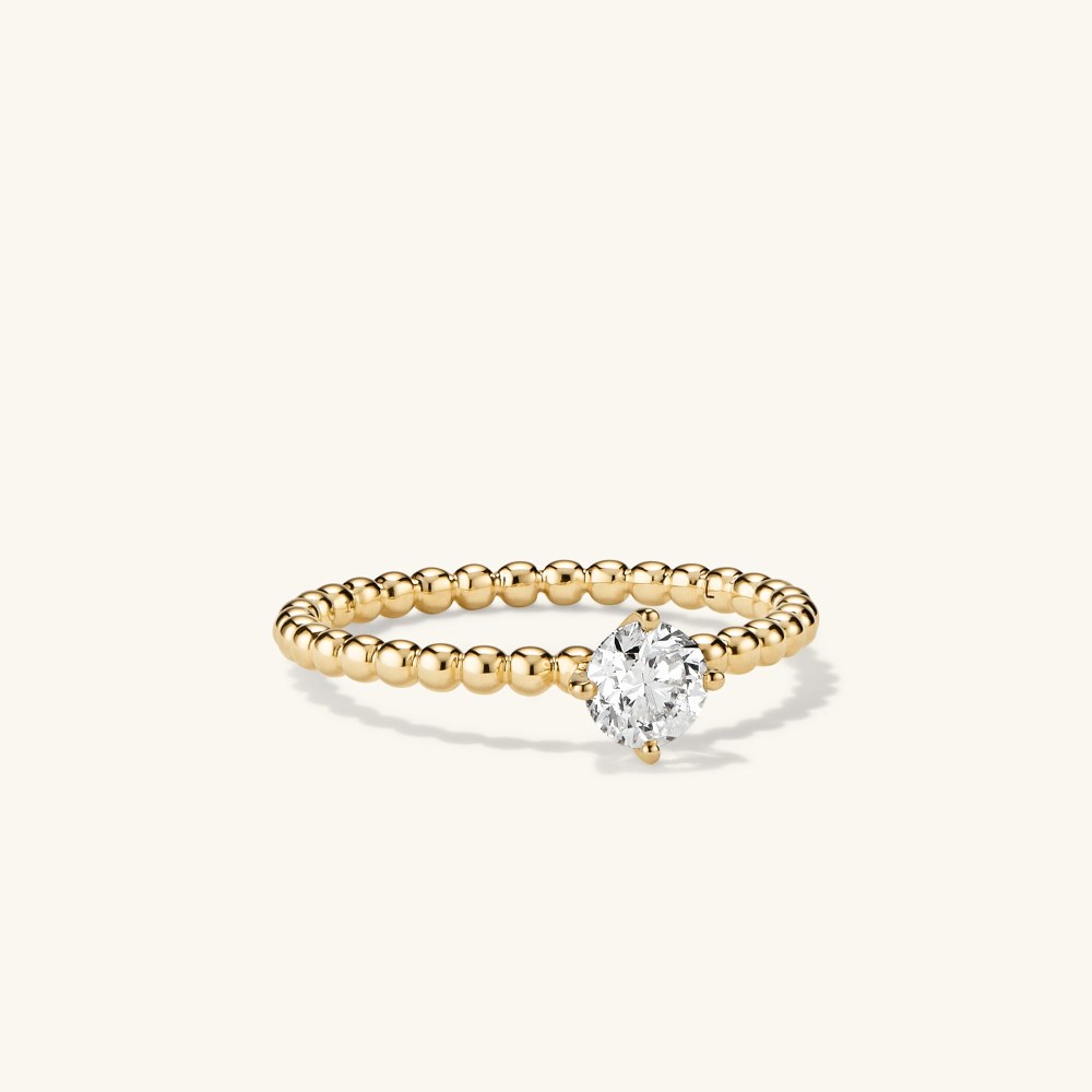Mejuri Round Diamond Bold Beaded Ring - 14k Yellow Gold