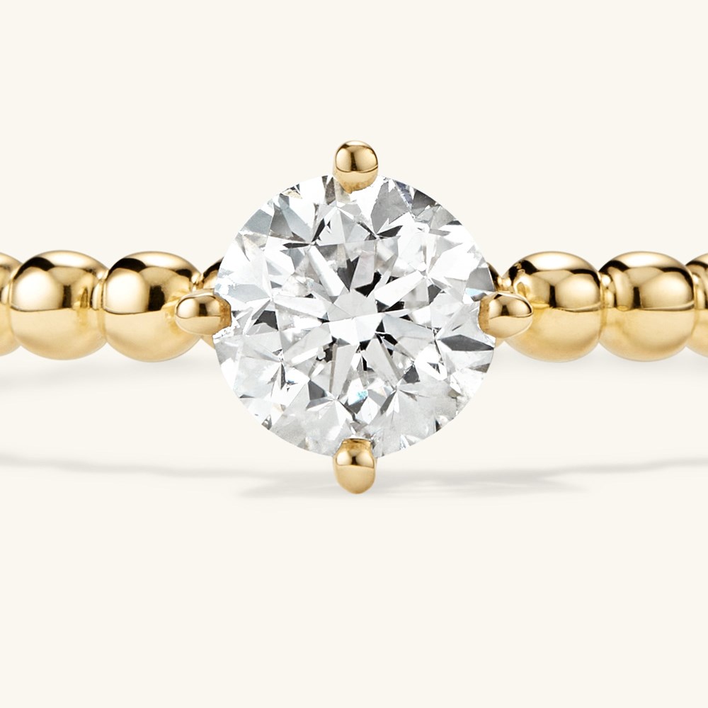 Mejuri Round Diamond Bold Beaded Ring - 14k Yellow Gold