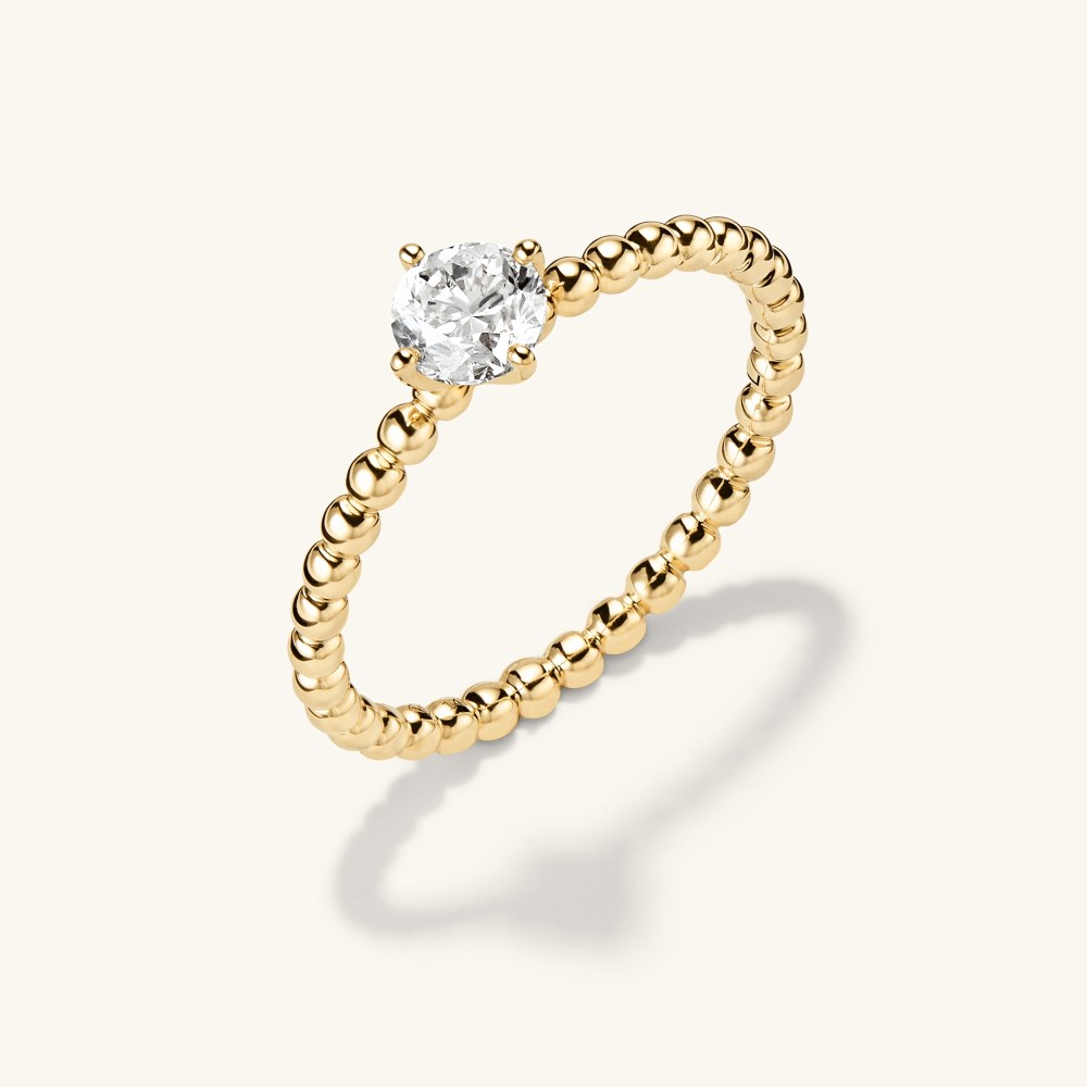 Mejuri Round Diamond Bold Beaded Ring - 14k Yellow Gold