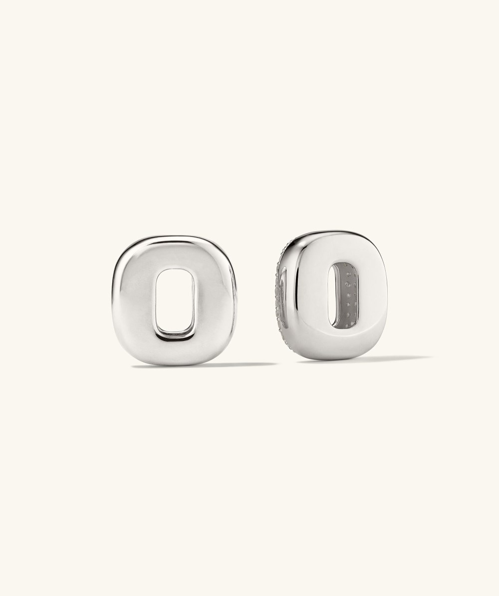 Mejuri Stevie Hoop Links - Sterling Silver, White Topaz
