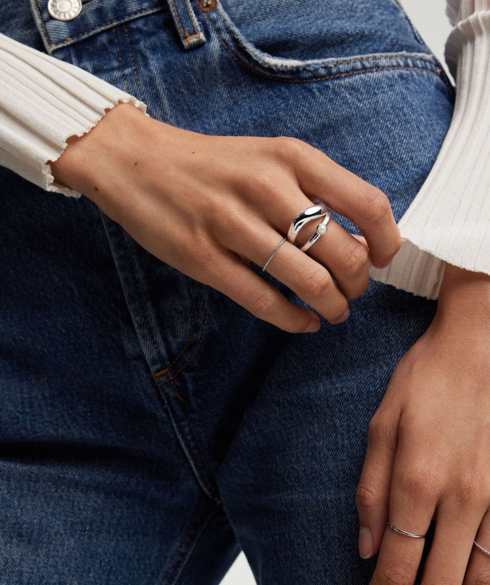 Mejuri Pearl Stacker Ring - Sterling Silver