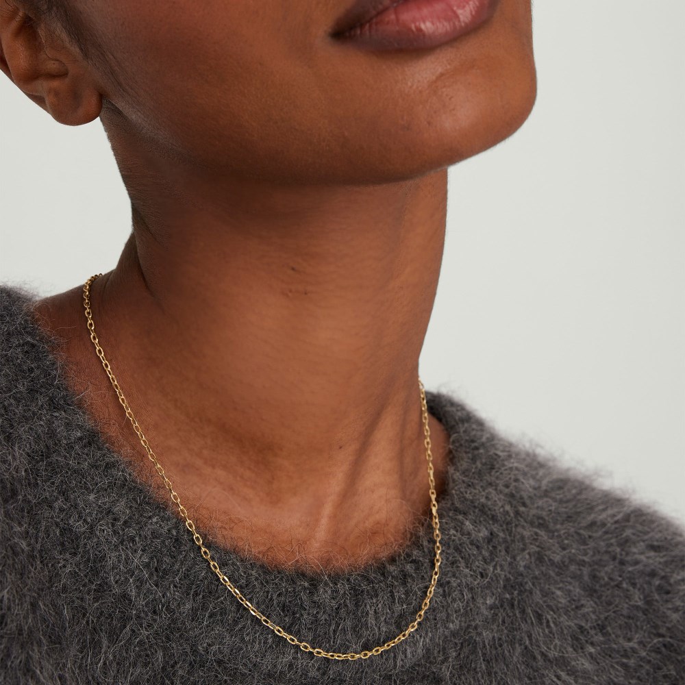 Mejuri Square Oval Chain Necklace - 14k Yellow Gold