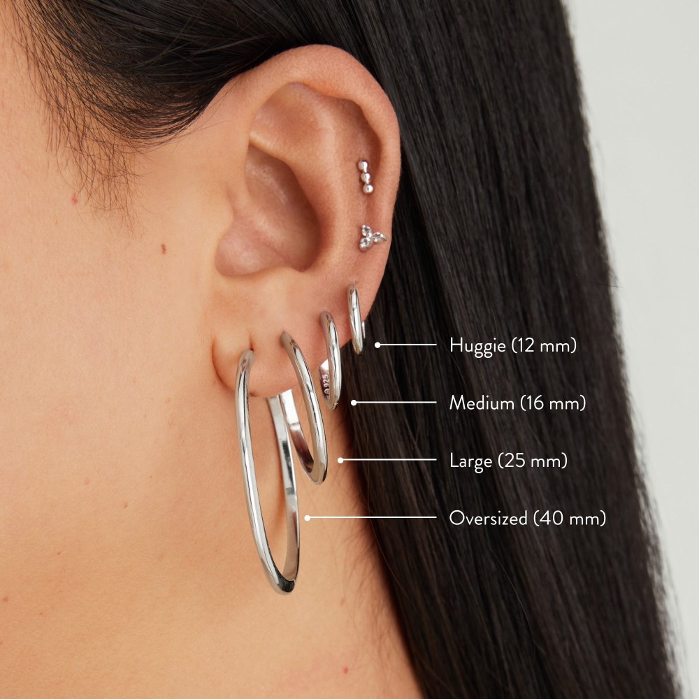 Mejuri Tube Medium Hoops - Sterling Silver