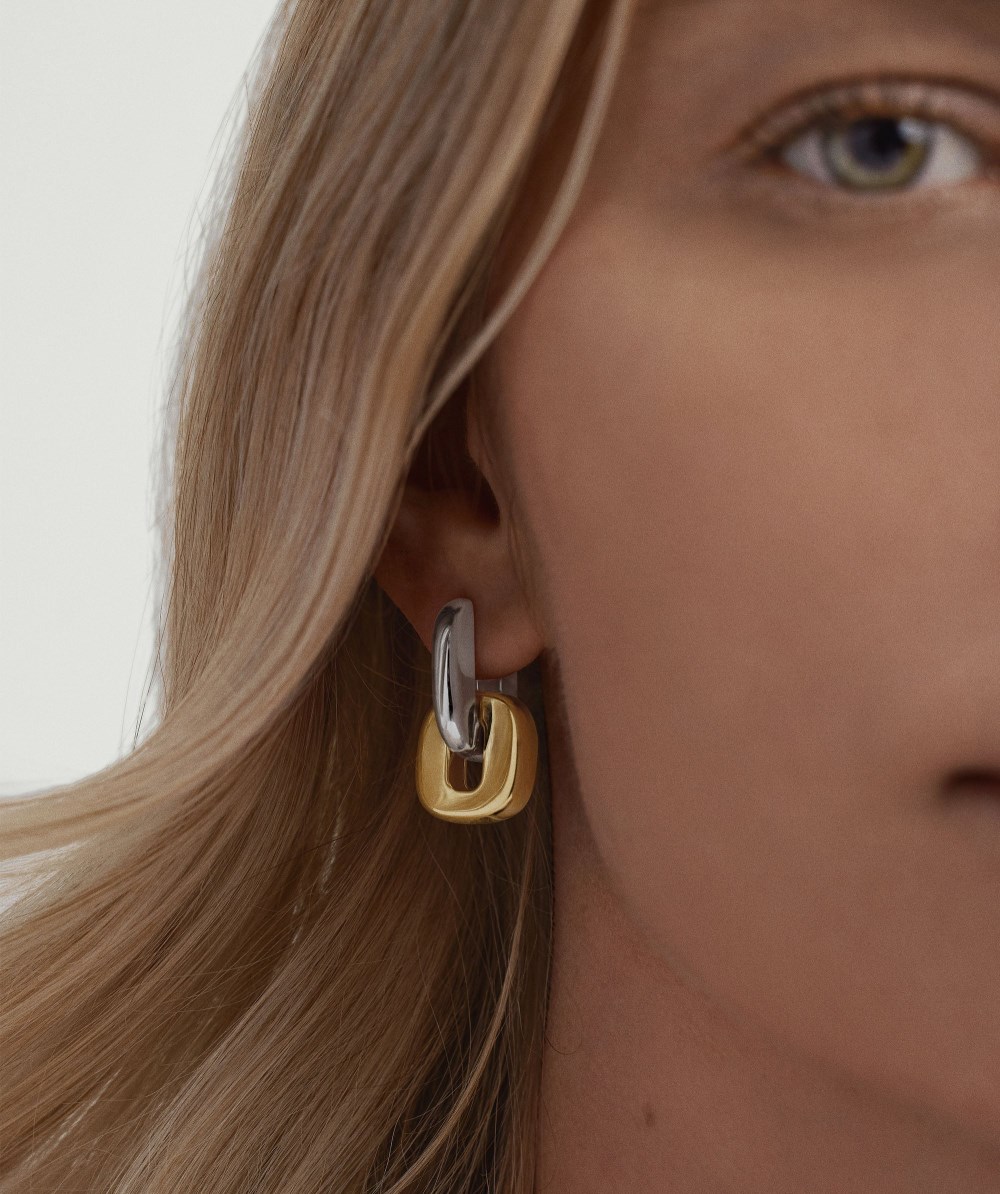 Mejuri Stevie Hoop Links - Gold Vermeil