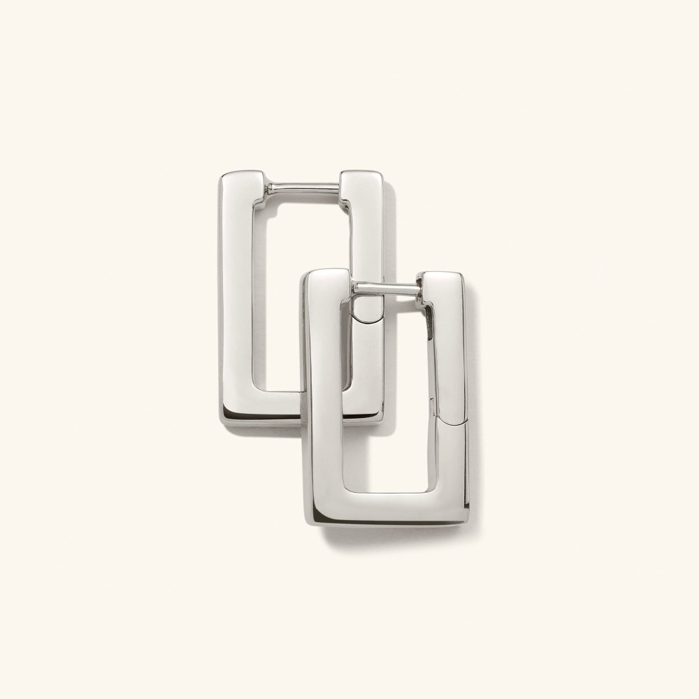 Mejuri Block Medium Hoops - Sterling Silver