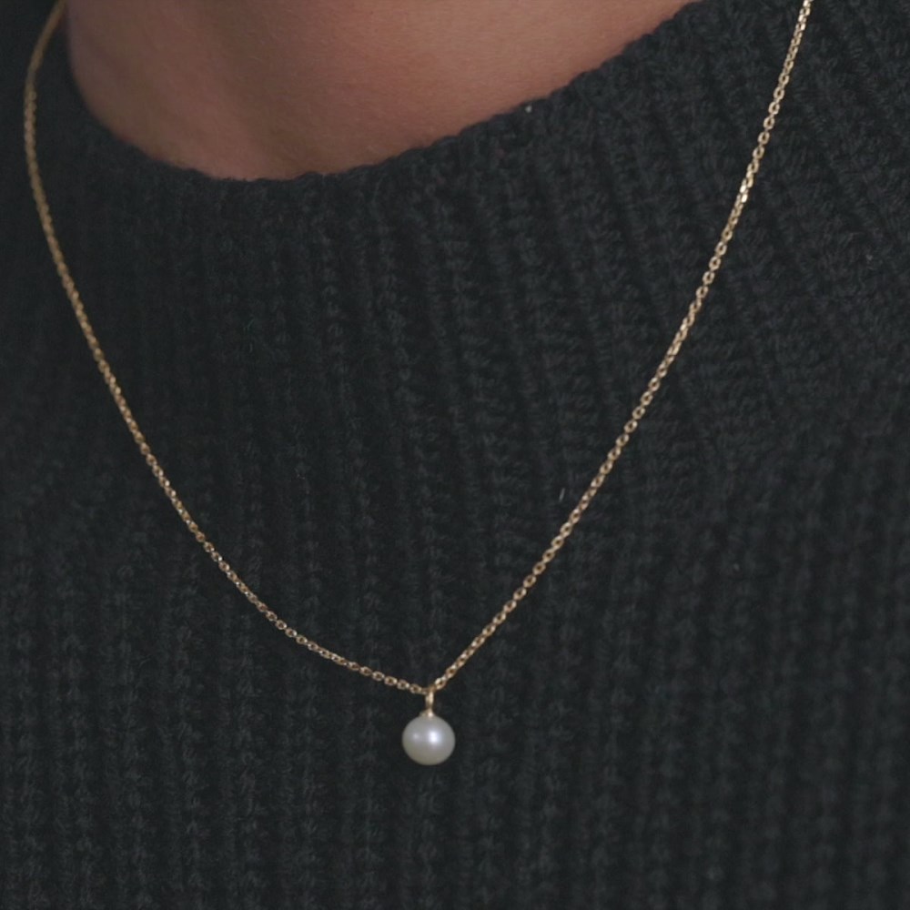 Mejuri Mini Pearl Pendant Necklace - Gold Vermeil