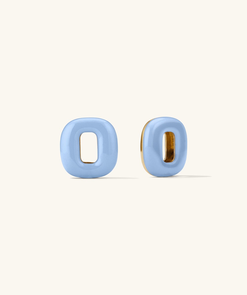 Mejuri Stevie Hoop Links - Gold Vermeil, Light Blue Enamel