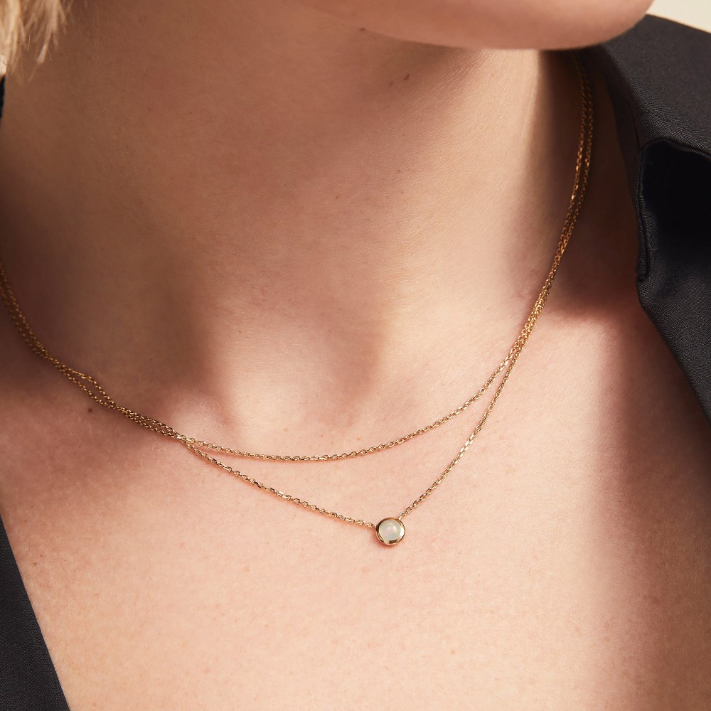 Mejuri Layered Opal Necklace - Gold Vermeil