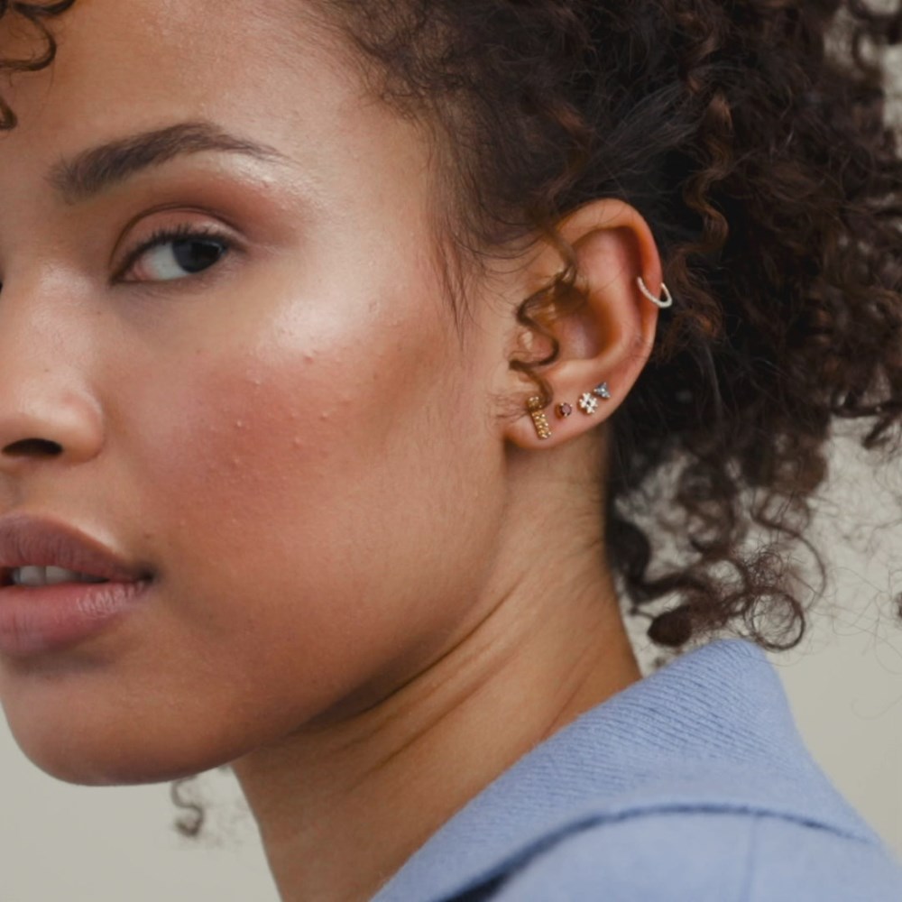 Mejuri Cartilage Pavé Diamond Mini Hoop - 14k Yellow Gold