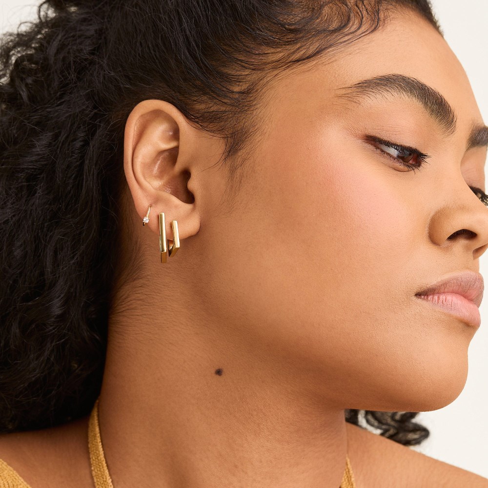 Mejuri Block Small Hoops - Gold Vermeil