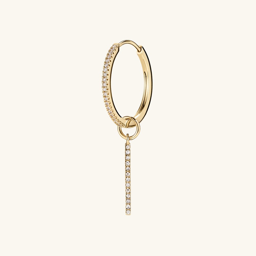 Mejuri Single Pavé Diamond Bar Hoop Charm - 14k Yellow Gold