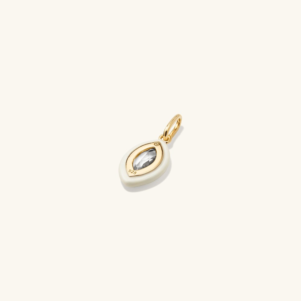 Mejuri Mosaic Enamel Marquise Pendant - Gold Vermeil, Cream Enamel