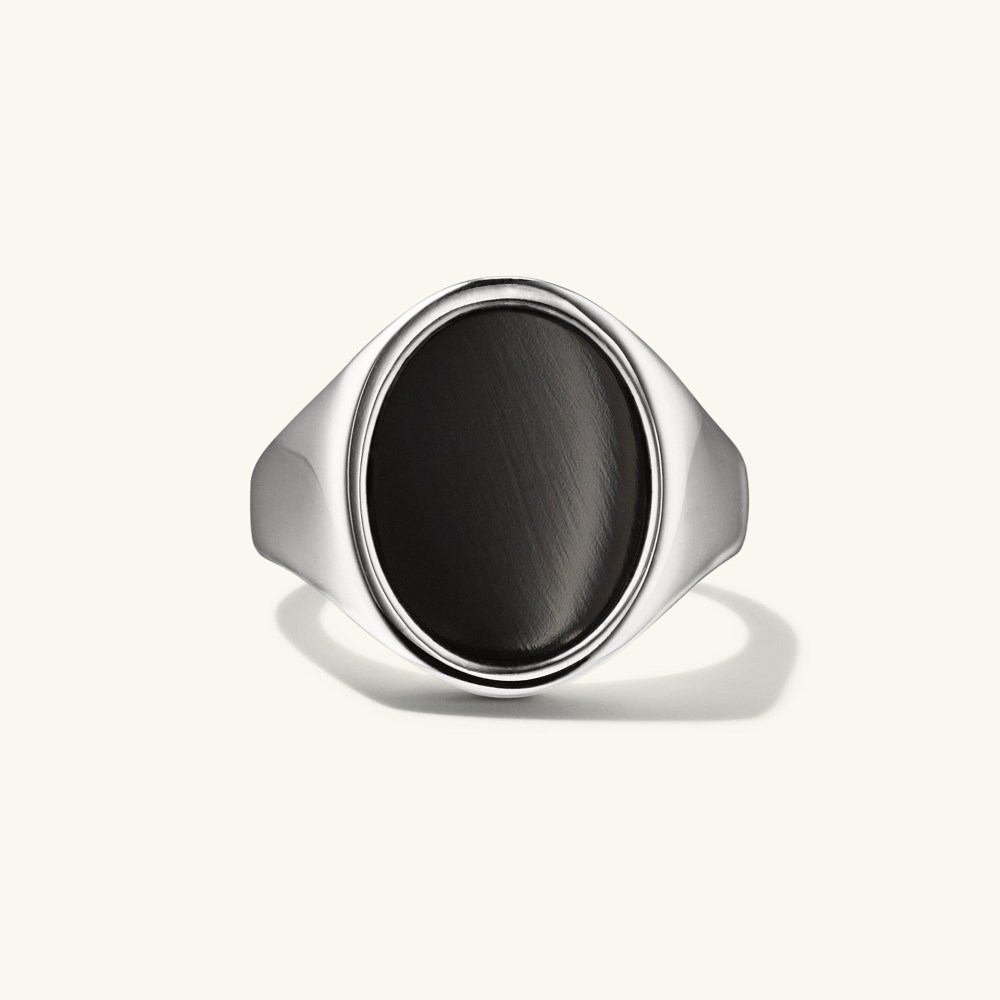Mejuri Oval Gemstone Signet Ring - Sterling Silver