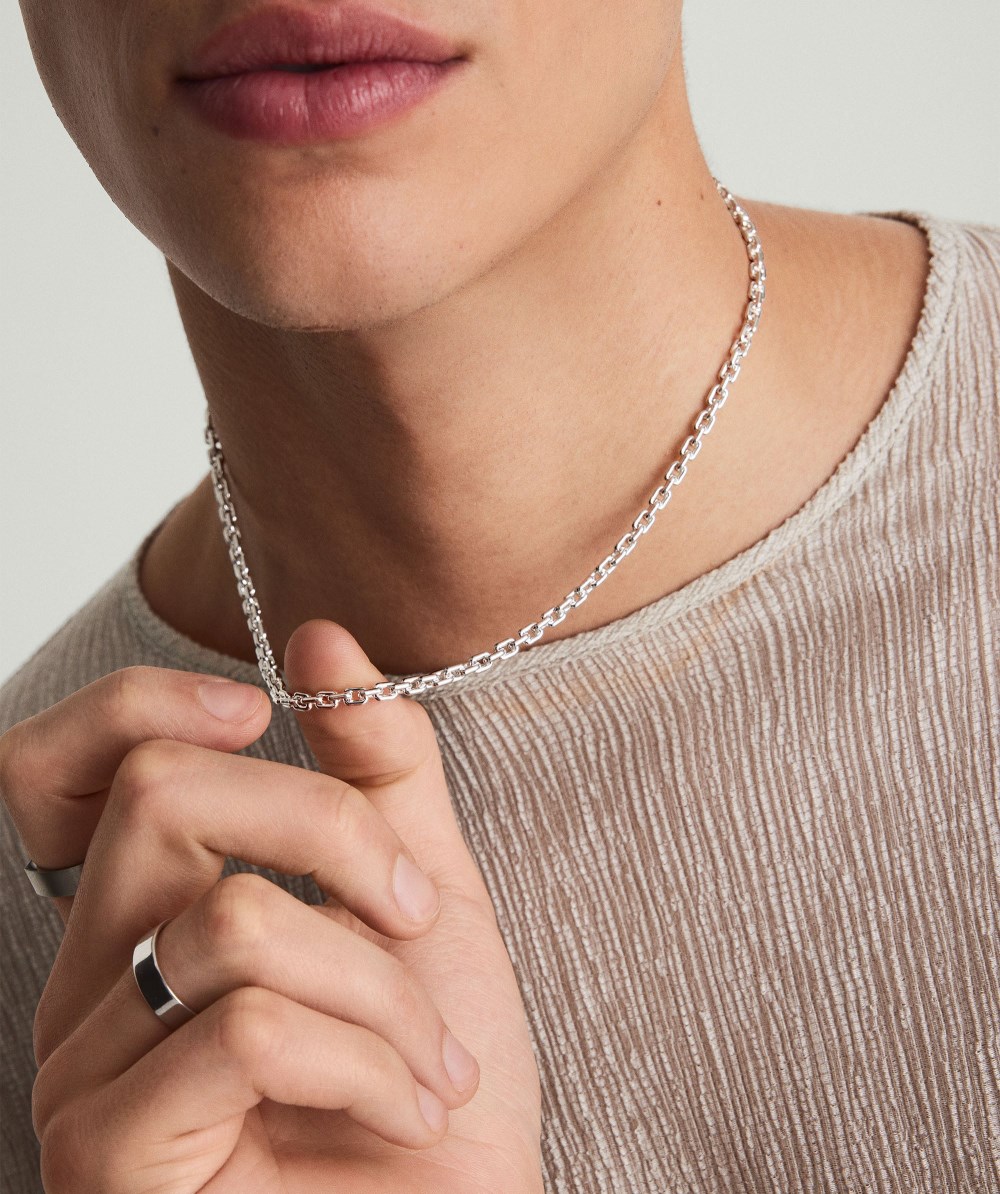 Mejuri Trace Rectangle Chain Necklace - Sterling Silver
