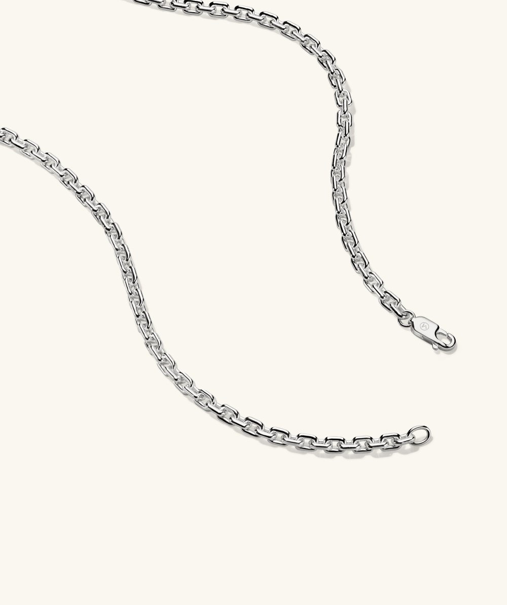 Mejuri Trace Rectangle Chain Necklace - Sterling Silver