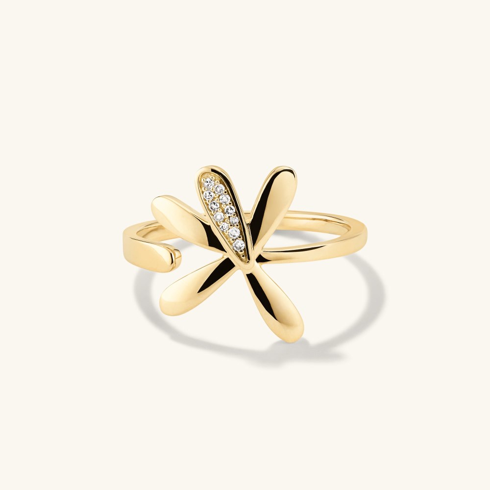 Mejuri Pressed Flower Pavé Diamond Wrap Ring - 14k Yellow Gold