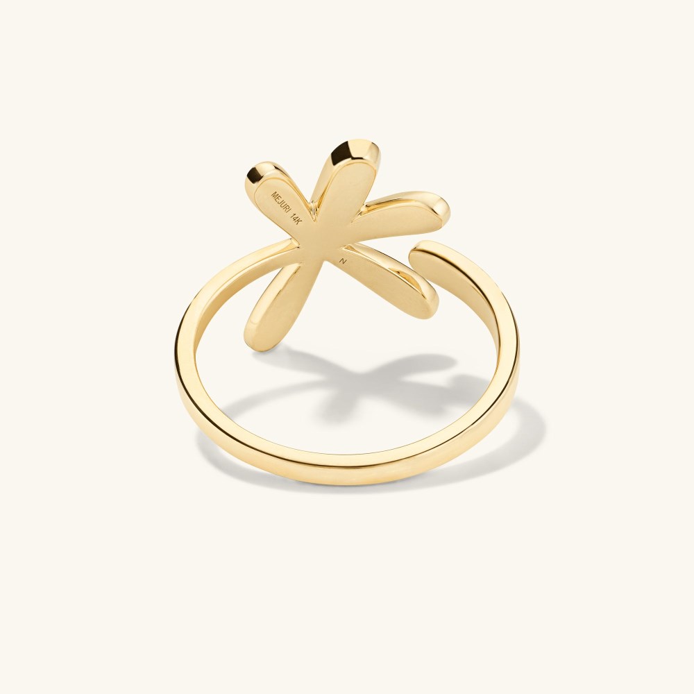 Mejuri Pressed Flower Pavé Diamond Wrap Ring - 14k Yellow Gold
