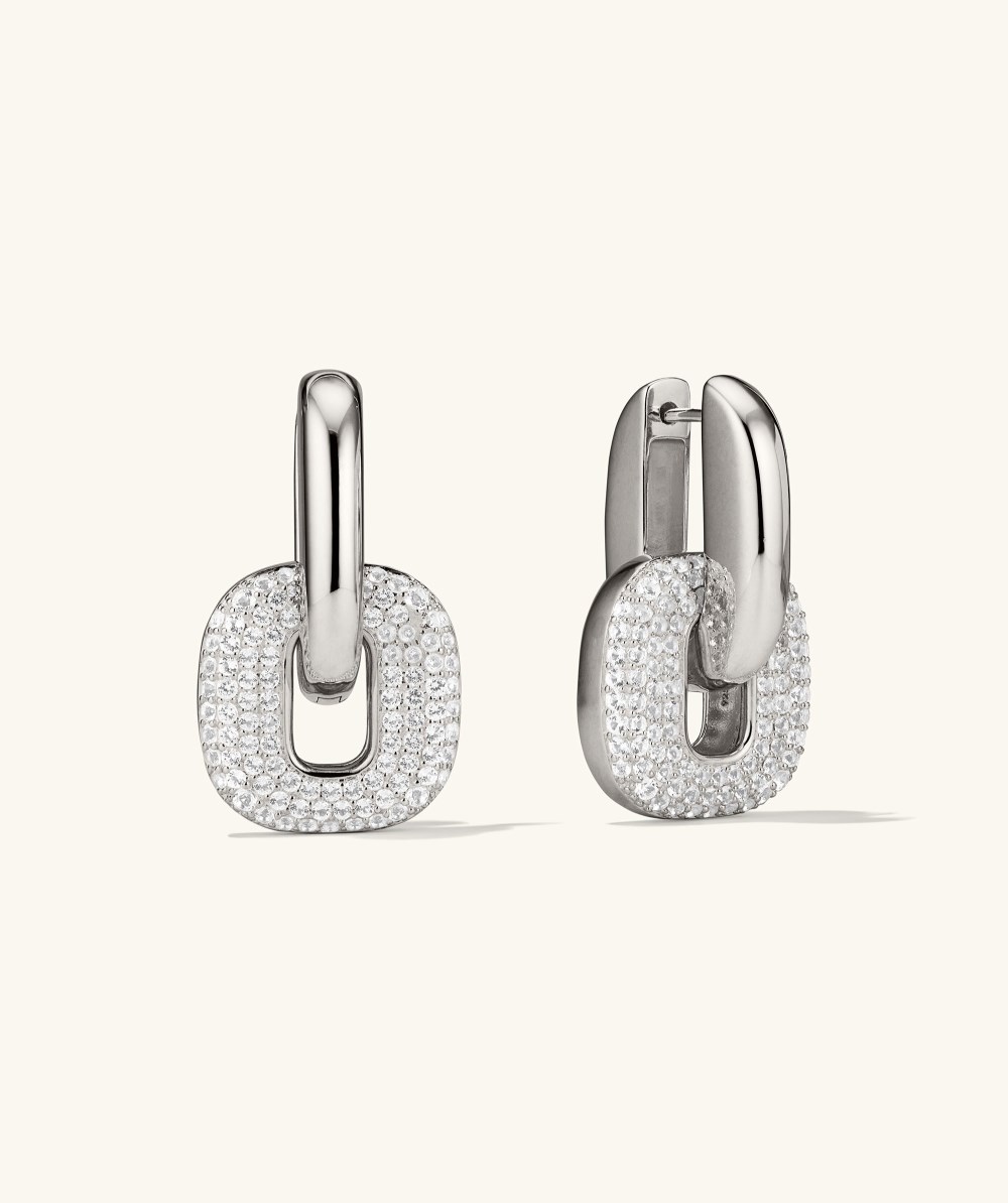 Mejuri Stevie Hoops - Sterling Silver, White Topaz