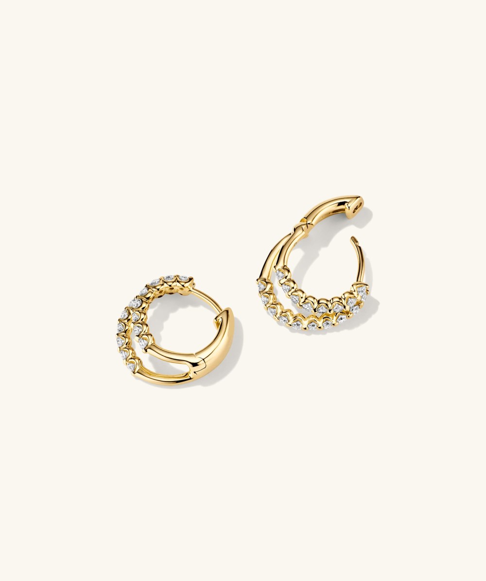Mejuri Lace Diamond Duo Hoops - 14k Yellow Gold