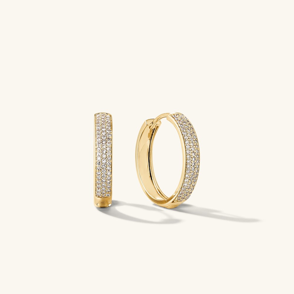 Mejuri Bold Pavé Diamond Medium Hoops - 14k White Gold Mejuri Bold Pavé Diamond Medium Hoops - 14k White Gold