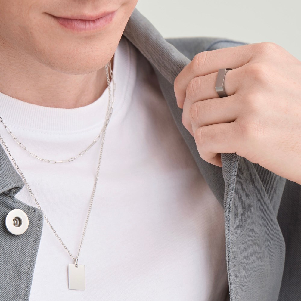 Mejuri Slim Rectangular Signet Ring - Titanium