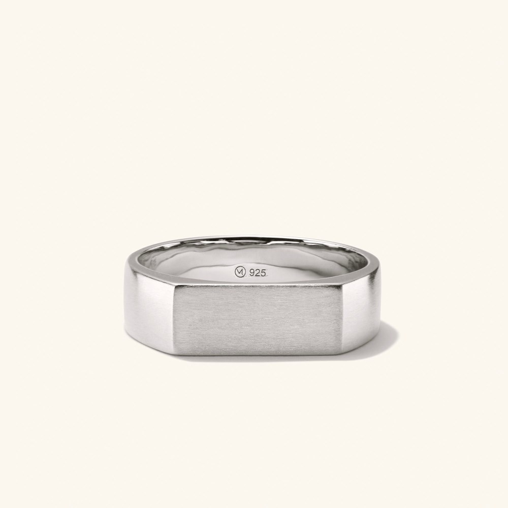 Mejuri Slim Rectangular Signet Ring - Titanium