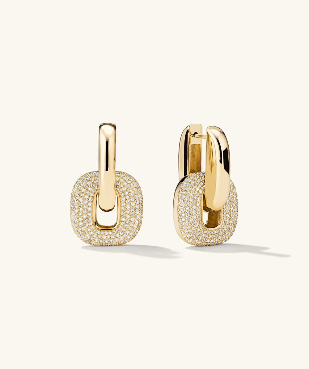 Mejuri Pavé Diamond Stevie Hoops - 14k Yellow Gold