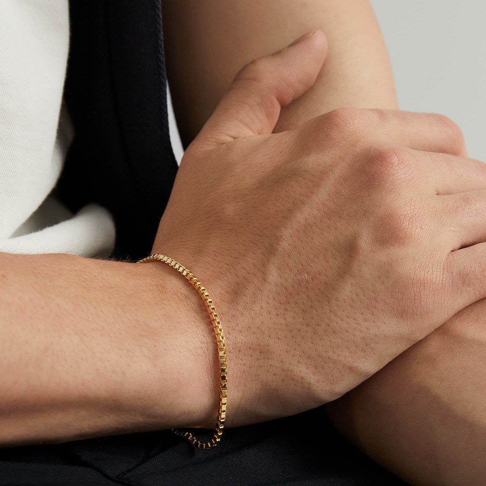 Mejuri Square Box Chain Bracelet - 14k Yellow Gold