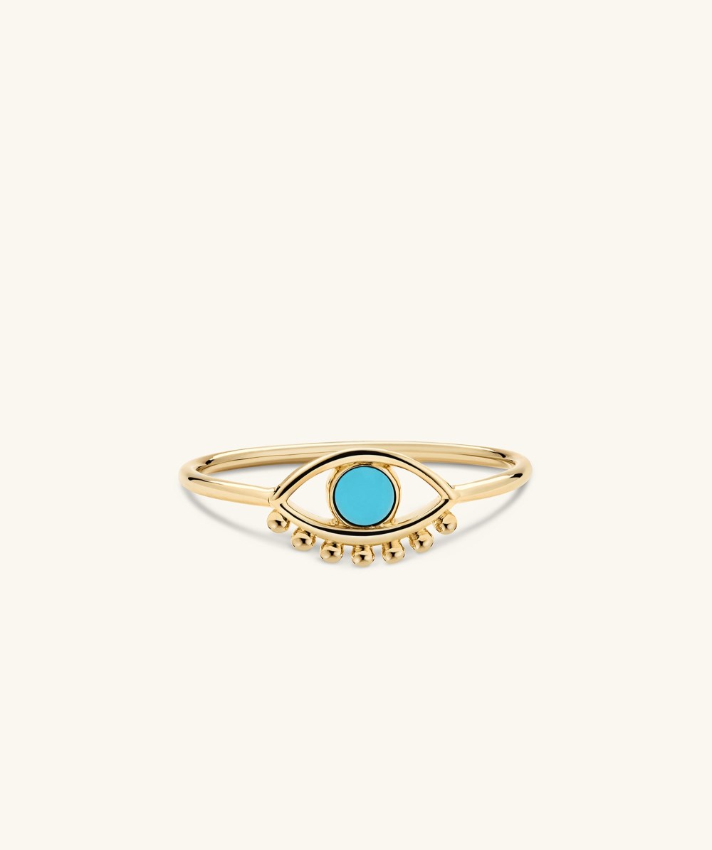 Mejuri Evil Eye Turquoise Ring - 14k Yellow Gold