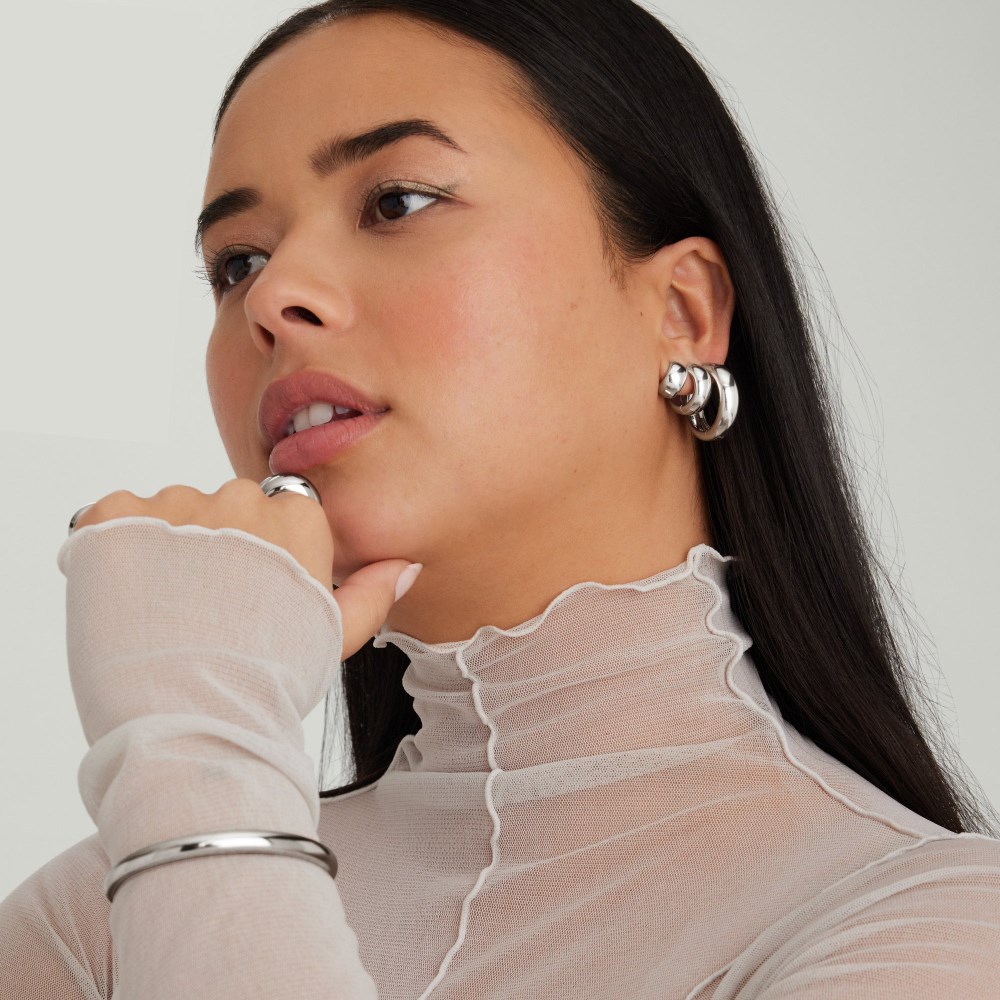 Mejuri Chunky Medium Hoops - Sterling Silver