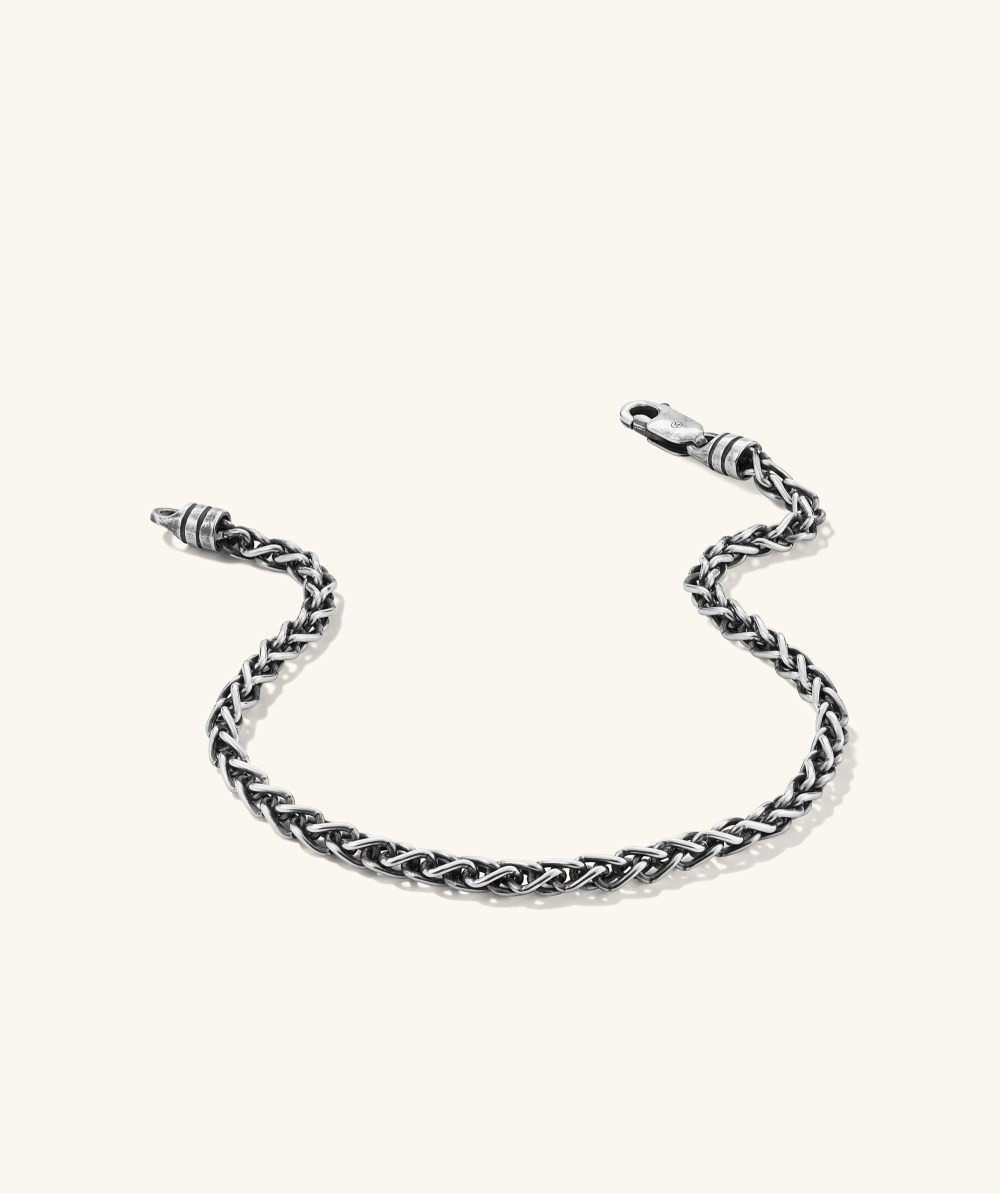 Mejuri 3.3mm Wheat Chain Bracelet - Oxidized Sterling Silver
