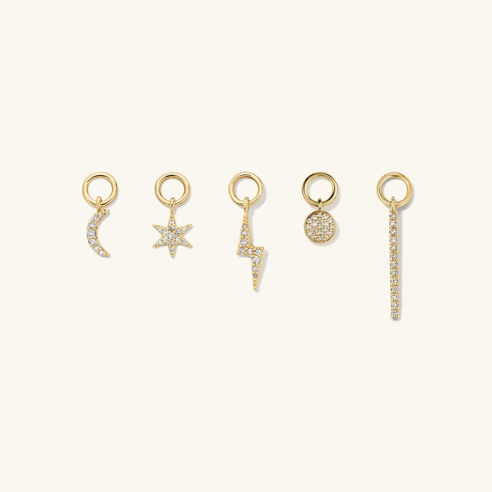 Mejuri Single Pavé Diamond Star Hoop Charm - 14k Yellow Gold