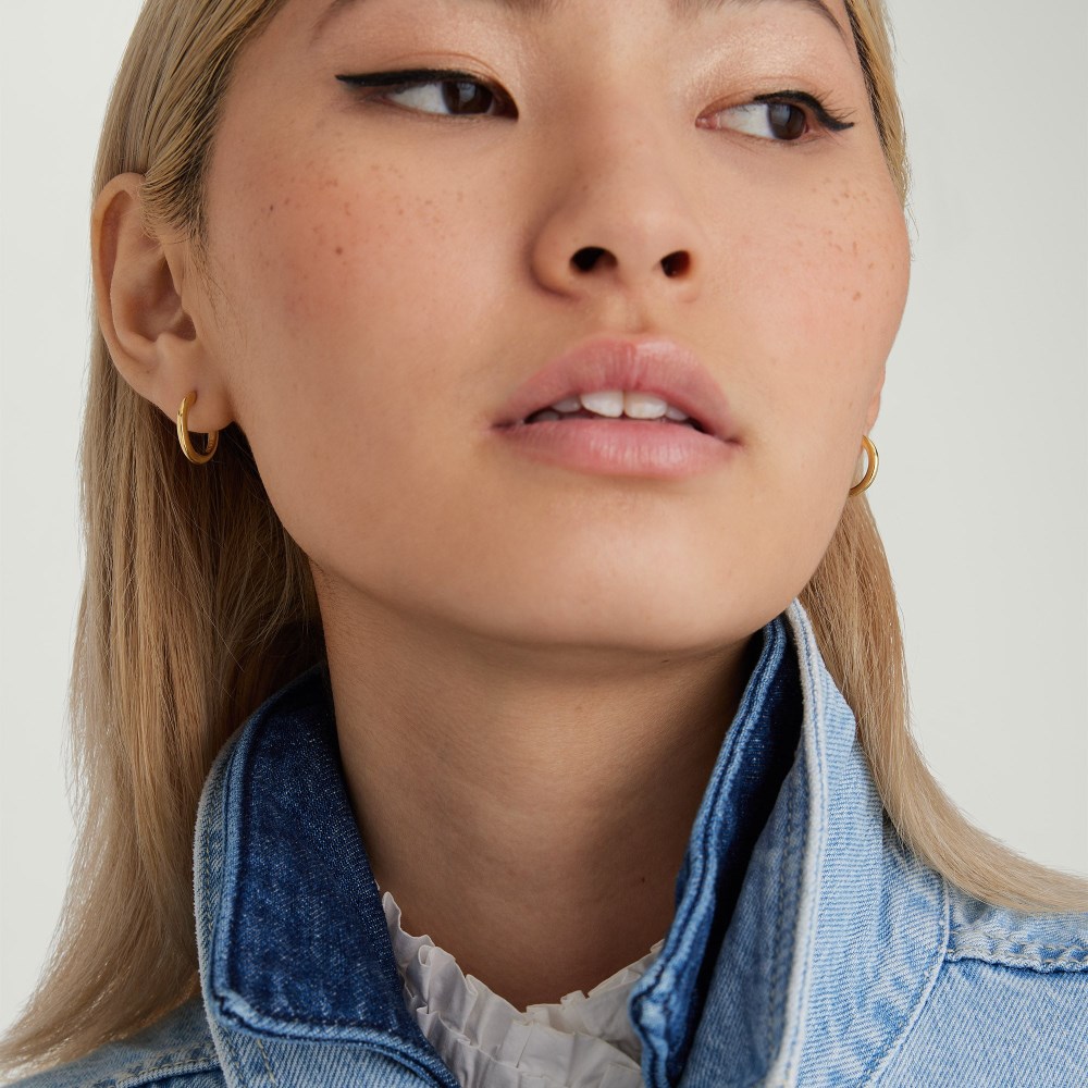 Mejuri Tube Medium Hoops - Gold Vermeil