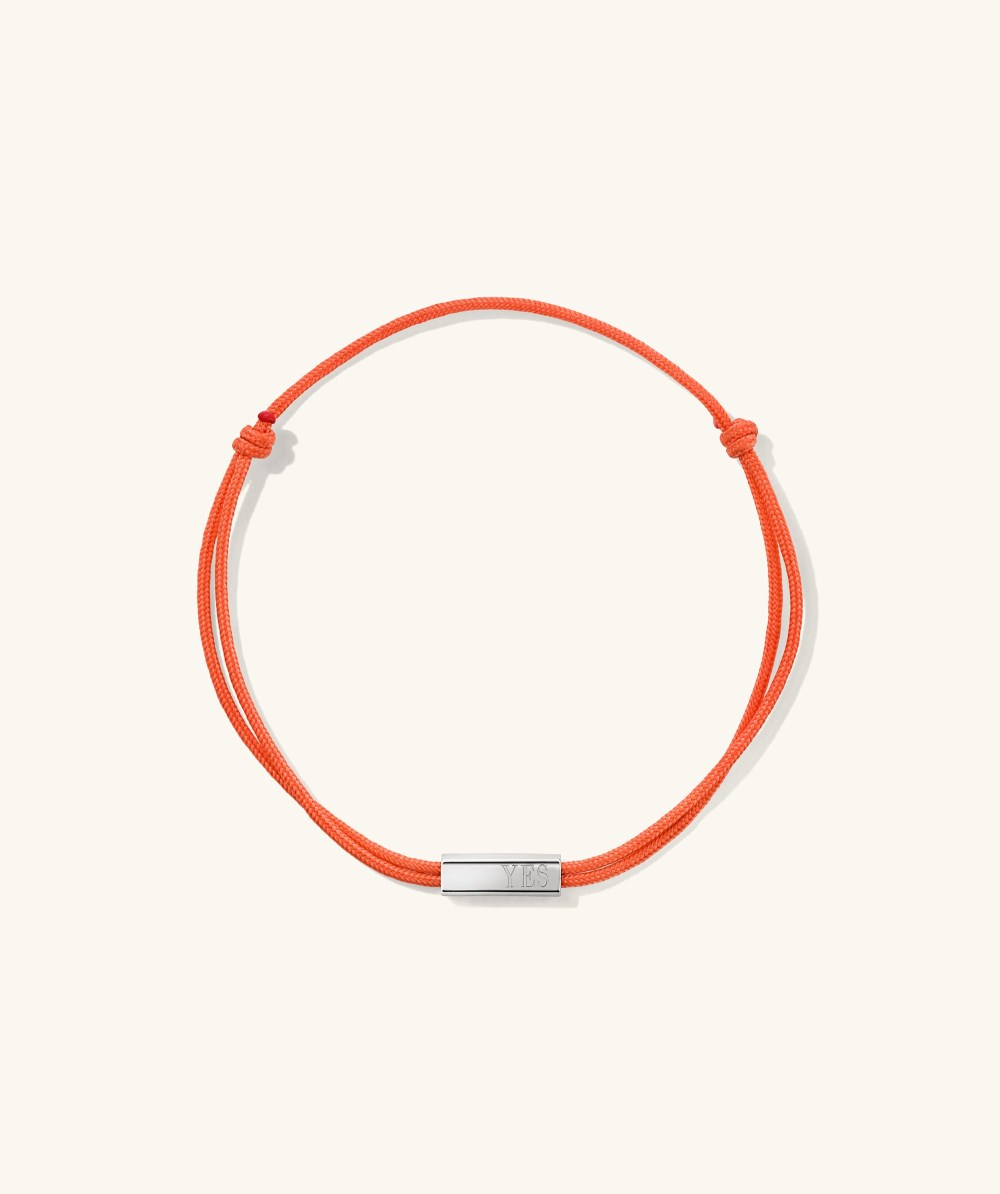 Mejuri Bar Cord Bracelet - Sterling Silver, Orange Cord Mejuri Bar Cord Bracelet - Sterling Silver, Orange Cord