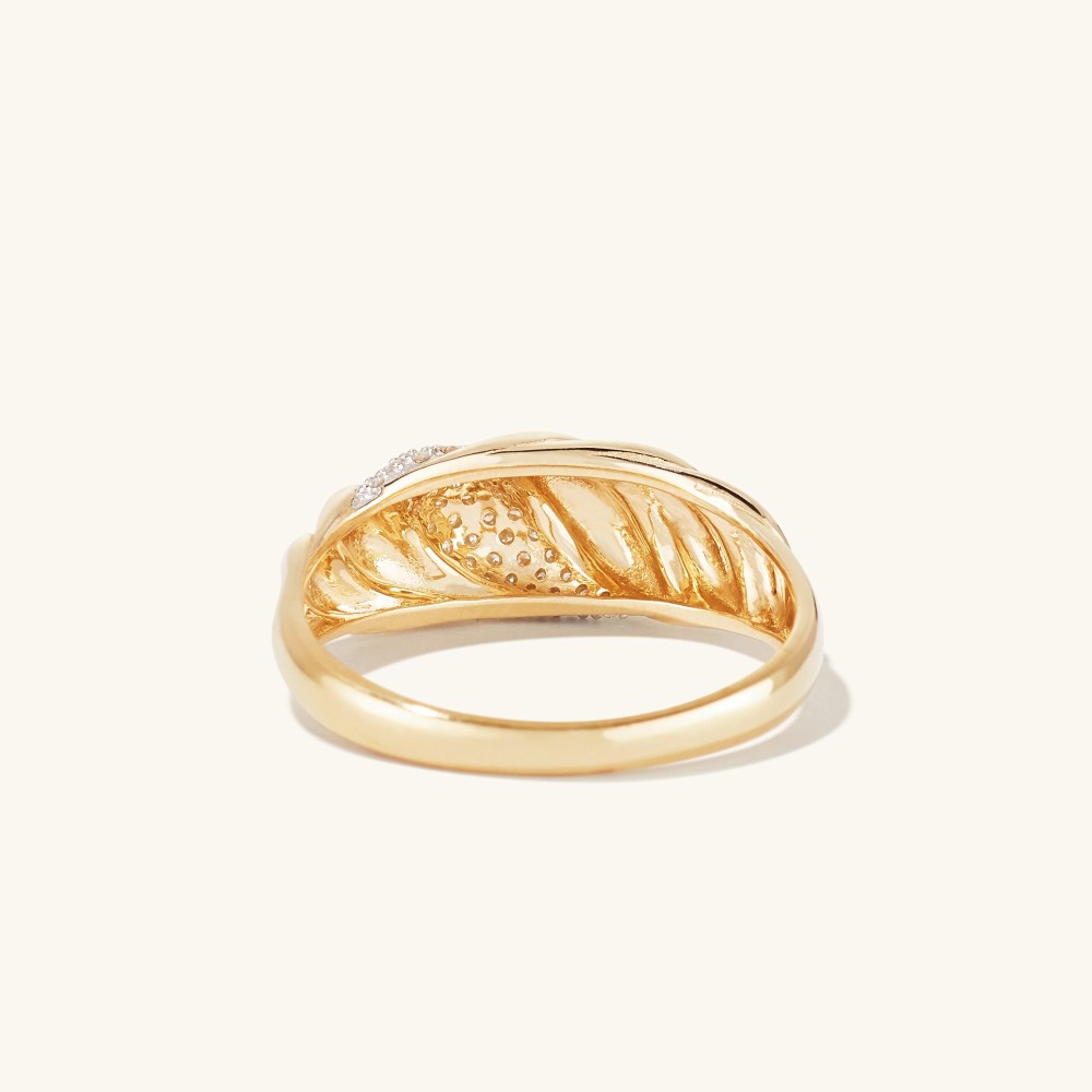Mejuri Pavé Diamond Croissant Dôme Ring - 14k Yellow Gold