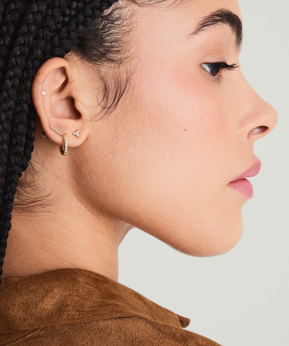 Mejuri Mini Lotus Diamond Studs - 14k Yellow Gold