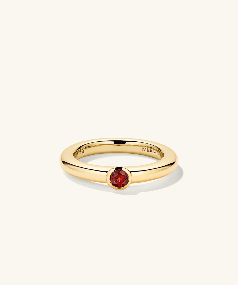 Mejuri Round Gemstone Stacker Ring - Gold Vermeil
