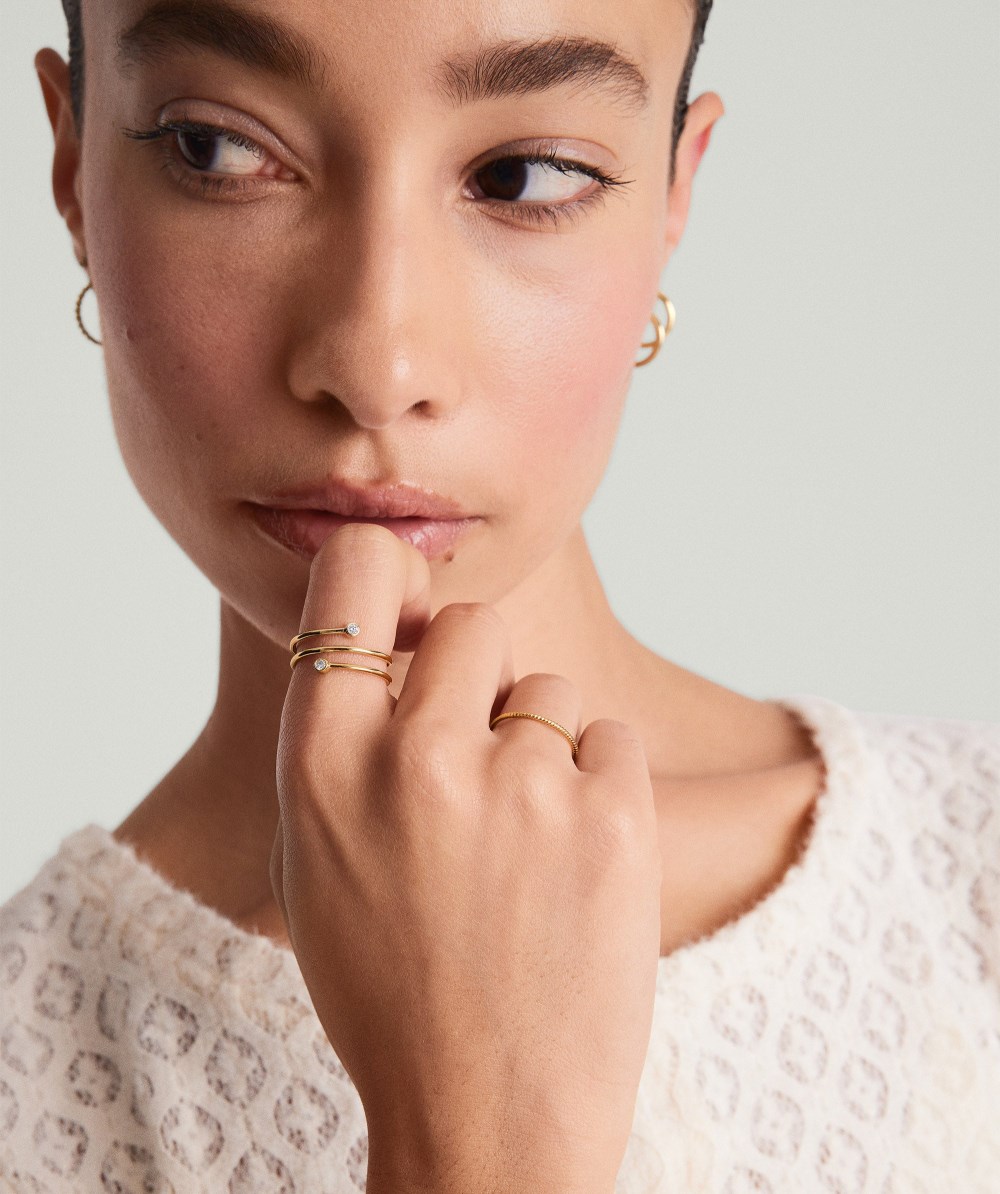 Mejuri Diamond Coil Ring - 14k Yellow Gold