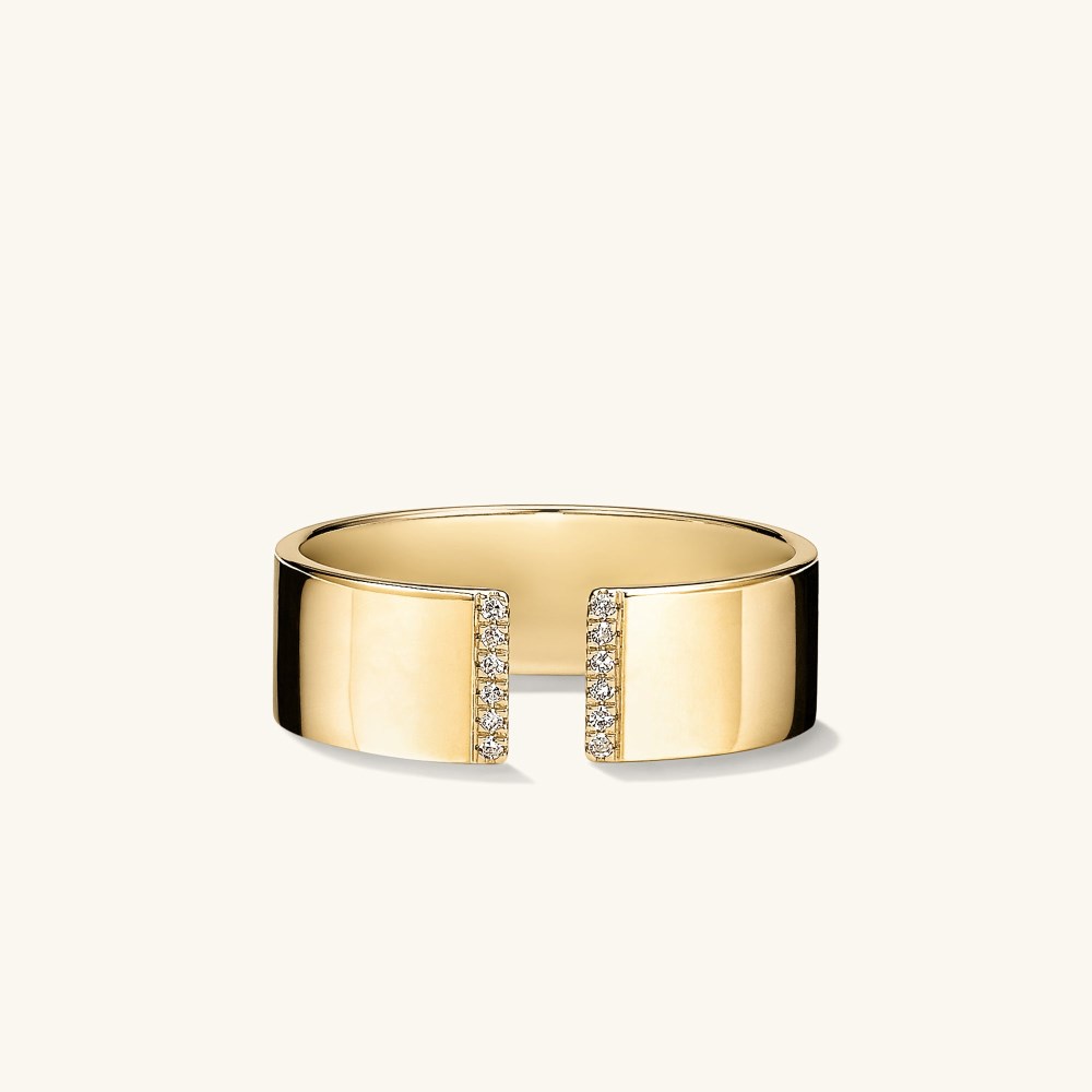 Mejuri Beam Pavé Diamond Open Cigar Band - 14k Yellow Gold