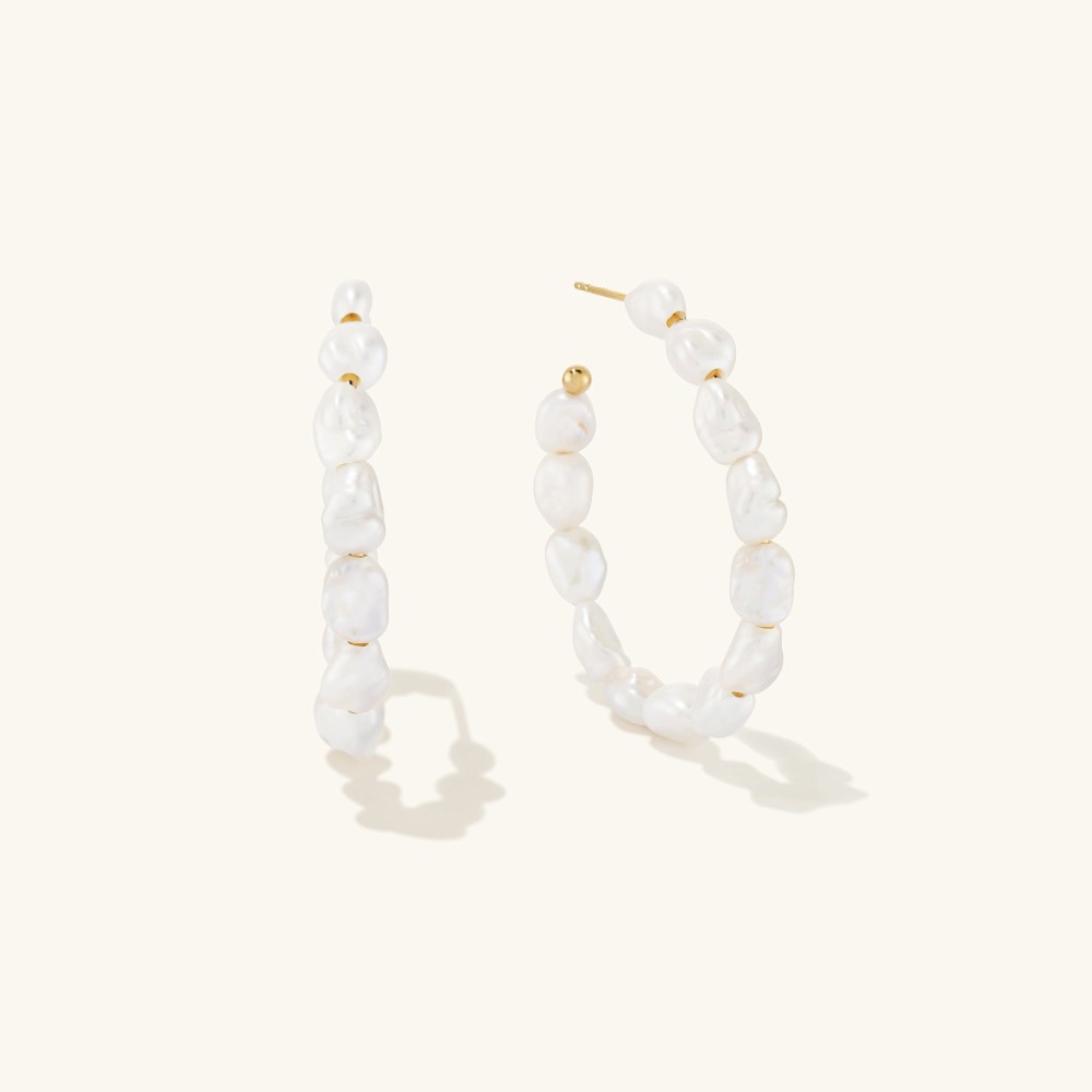 Mejuri Bold Pearl Hoop Earrings - Gold Vermeil Mejuri Bold Pearl Hoop Earrings - Gold Vermeil