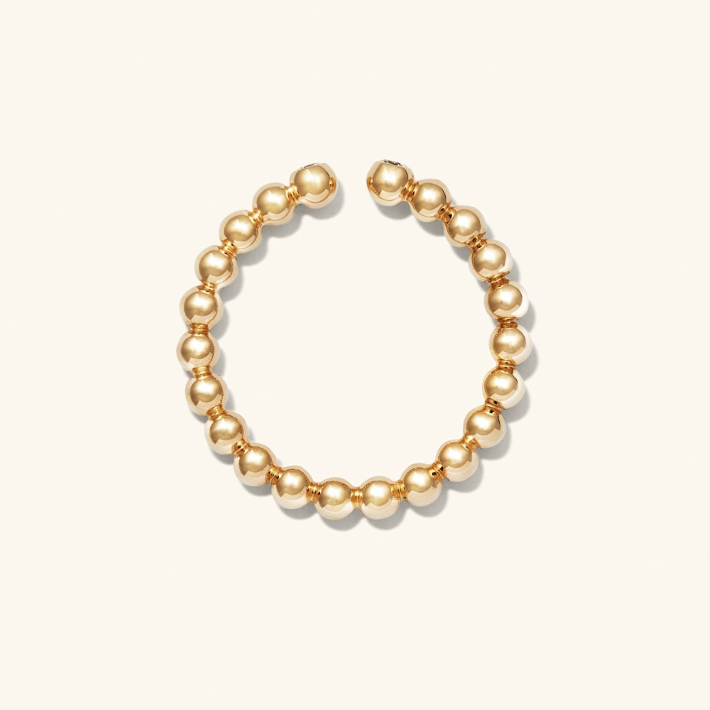 Mejuri Bold Beaded Diamond Open Ring - 14k Yellow Gold