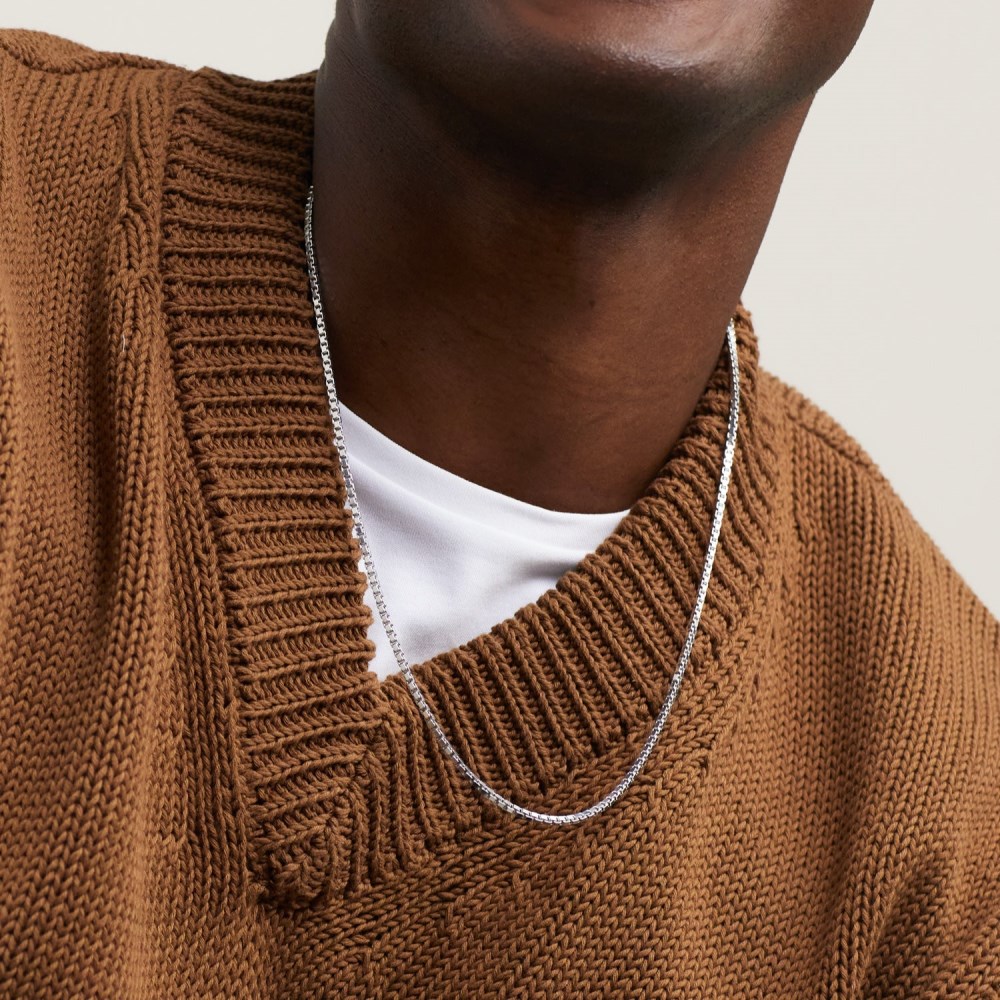 Mejuri Square Box Chain Necklace - Sterling Silver