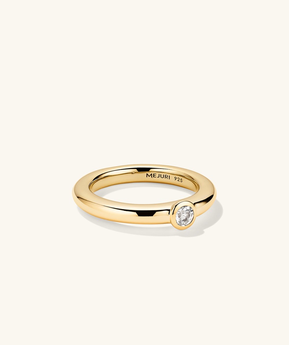 Mejuri Round Gemstone Stacker Ring - Gold Vermeil