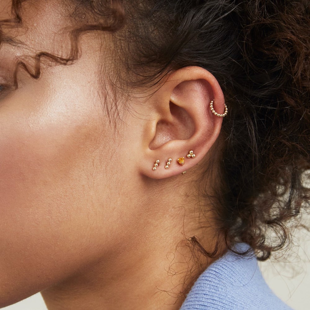 Mejuri Cartilage Beaded Mini Hoop - 14k Yellow Gold