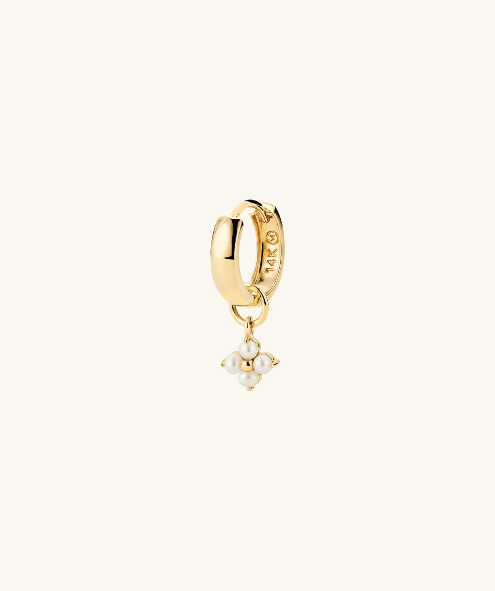 Mejuri Cluster Pearl Hoop Charm - 14k Yellow Gold